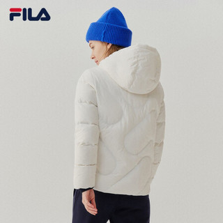 FILA 斐乐官方羽绒服女士 2020年冬季新款保暖运动短款连帽外套女 标准白-WT 155/76A/XS