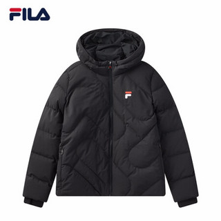 FILA 斐乐官方羽绒服女士 2020年冬季新款保暖运动短款连帽外套女 传奇蓝-NV 170/88A/L