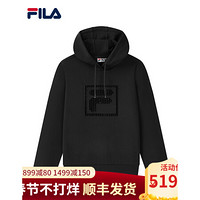 FILA 斐乐官方女子防风连帽卫衣时尚休闲简洁 2020年秋季冬季新款 正黑色-BK 180/96A/XXL