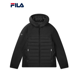 FILA 斐乐官方 男子羽绒服 2020冬季新款时尚保暖短款羽绒外套 正黑色-BK 190/108A/XXXL