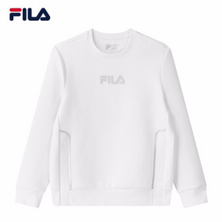 FILA 斐乐官方男子运动套头卫衣时尚圆领休闲2020年秋冬季新款长袖上衣 标准白-WT 175/96A/L