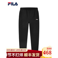 2-FILA 斐乐官方女士针织长裤2020秋冬1新款经典收口休闲运动卫裤潮高圆圆同款女裤 正黑色-BK 180/78A/XXL