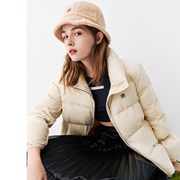 FILA 斐乐官方女士羽绒服2020冬季新款时尚运动短款宽松外套女 果仁色-LK 160/80A/S