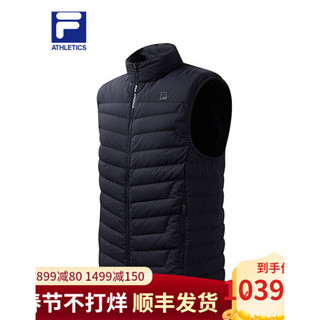 FILA ATHLETICS 斐乐 男士羽绒马甲2020年冬季新款短款保暖外套男 RD宝蓝-NV 165/88A/S