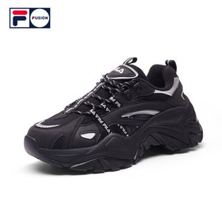 FILA FUSION 斐乐官方鱼刺女老爹鞋2020秋冬透气网面休闲时尚运动鞋 黑B-BK 35.5
