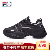 FILA FUSION 斐乐官方鱼刺女老爹鞋2020秋冬透气网面休闲时尚运动鞋 黑B-BK 38