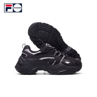 FILA FUSION 斐乐官方鱼刺女老爹鞋2020秋冬透气网面休闲时尚运动鞋 黑B-BK 35.5