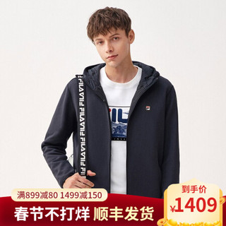 FILA 斐乐官方男士羽绒服 2020年冬季新款短款羽绒服保暖两面穿服 正黑色-ABK 195/112A/4XL