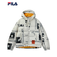 FILA x MIHARA斐乐羽绒服男蔡徐坤同款2020冬季新款潮流印花连帽羽绒外套 白色-WT 185/104A/XXL