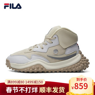 FILA x MIHARA 斐乐 老爹鞋2020秋冬新款高帮时尚运动男鞋豆豆鞋 米雾/雨云灰-FF 40