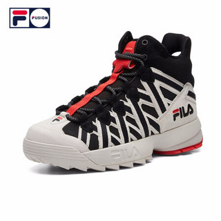 2-FILA FUSION斐乐 高帮篮球鞋 2020秋冬新款运动鞋球鞋保暖男鞋 黑色/白沙-BW 40