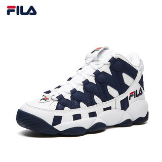 FILA（斐乐）官方 SPAGHETTI 情况款复古高帮篮球鞋 2020冬季新款运动休闲鞋男鞋女鞋 男-标准白/传奇蓝A-WN 38