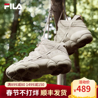 FILA（斐乐）官方 SPAGHETTI 情况款复古高帮篮球鞋 2020冬季新款运动休闲鞋男鞋女鞋 男-燕麦色A-OM 38