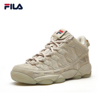 FILA（斐乐）官方 SPAGHETTI 情况款复古高帮篮球鞋 2020冬季新款运动休闲鞋男鞋女鞋 男-燕麦色A-OM 38