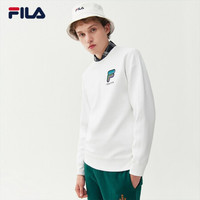 FILA 斐乐官方套头卫衣男子2021新款圆领运动休闲时尚套头衫 标准白-WT(F51M118257F) 180/100A/XL
