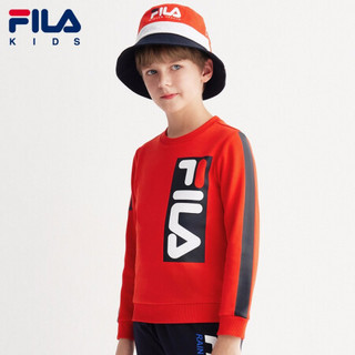 FILA 斐乐儿童中大童男童卫衣2020年秋季冬季新款时尚卫衣潮流童装 火红-RD 165