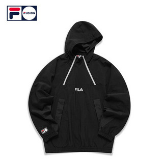 FILA FUSION 斐乐情侣套头梭织长袖上衣2020秋冬新款运动休闲男女 深黑-BK 190/108A/XXXL