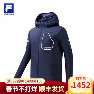 FILA ATHLETICS斐乐男士棉服2021春季新款连帽保暖运动外套 宝蓝-NV 165/88A/S