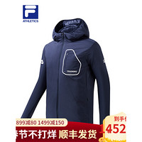 FILA ATHLETICS斐乐男士棉服2021春季新款连帽保暖运动外套 宝蓝-NV 190/108A/XXXL