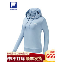 FILA ATHLETICS 斐乐连帽卫衣女子2020冬季新款休闲时尚运动套头衫宽松 雾蓝色-DB 180/96A/XXL