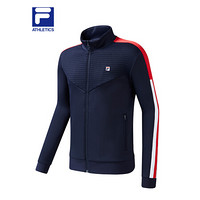 FILA 斐乐 ATHLETICS 男士针织上衣2021年春季新款专业运动网球服 RD宝蓝-NV 180/100A/XL