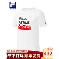 FILA ATHLETICS斐乐男士短袖T恤2021春季新款舒适短T运动服 玉石白-WT 175/96A/L