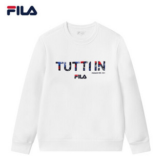 FILA 斐乐官方男子套头卫衣 2021春季新款休闲时尚简约logo卫衣男 标准白-WT 185/104A/XXL