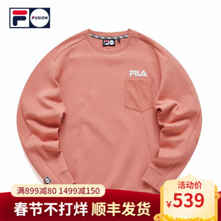 FILA FUSION 斐乐情侣卫衣 2021春季新款宽松圆领套头ins卫衣女 赤陶色-PC 190/108A/XXXL