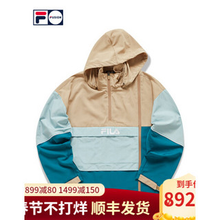 FILA FUSION斐乐男士运动外套2021春季新款宽松拉链连帽卫衣 泥卡其-DK（宽松版型，建议拍小一码） 185/104A/XXL