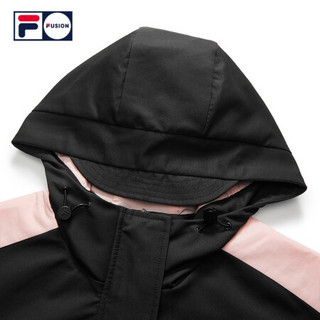 FILA FUSION 斐乐女士运动外套2021春季新款宽松潮流梭织外套女 深黑-BK（宽松版型，建议拍小一码） 180/96A/XXL