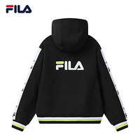 FILA × MIHARA斐乐官方连帽外套女子2021春季新款休闲时尚宽松运动开衫女 正黑色-BK 160/80A/S