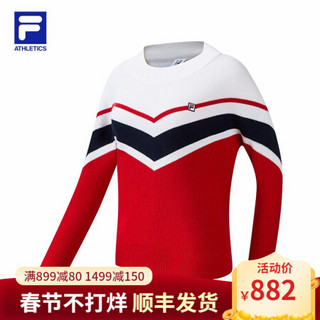 FILA 斐乐 ATHLETICS 女士编织衫2021春季新款羊毛衫运动毛衣 RD红-RD 165/84A/M