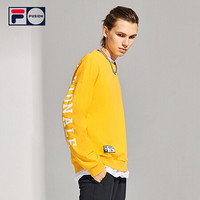 FILA FUSION 斐乐男士套头卫衣2021春季新款圆领运动休闲潮流卫衣 金桔黄-YE（宽松版型，建议拍小一码） 180/100A/XL