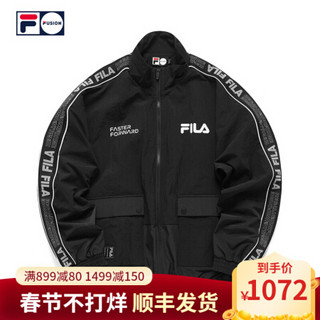 FILA FUSION斐乐男士运动外套2021春季新款宽松潮流运动茄克男 深黑-BK（宽松版型，建议拍小一码） 190/108A/XXXL