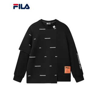 FILA x MIHARA斐乐套头卫衣男子2021春季新款休闲时尚运动套头衫 正黑色-BK 190/108A/XXXL