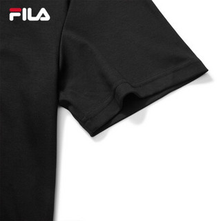 FILA 斐乐官方 男士短袖T恤 2021年春季休闲运动纯棉套头上衣 正黑色-BK 170/92A/M