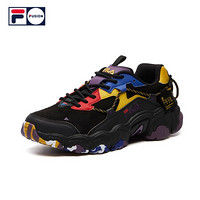 FILA FUSION 斐乐猫爪鞋女鞋 老爹鞋2021年春新款休闲运动鞋 黑/柠咖橙-BL 38