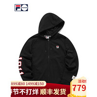 FILA FUSION 斐乐 男针织上衣 2021年春季新款百搭潮流运动外套男 深黑-BK 190/108A/XXXL