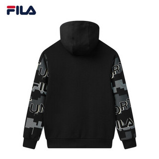 FILA 斐乐官方男士运动卫衣2021春季新款潮流连帽卫衣男 正黑色-BK 190/108A/XXXL