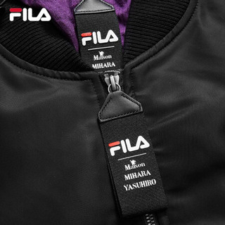 FILA x MIHARA斐乐官方男子连帽外套撞色休闲时尚梭织长袖上衣男 正黑色-BK 185/104A/XXL