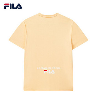 FILA 斐乐官方 男士短袖T恤  2021春季新款时尚潮流舒适短袖T 浅蜜橙-OR 180/100A/XL