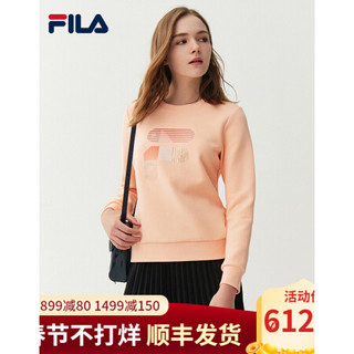 FILA斐乐官方套头卫衣基础女子2021春季新款休闲时尚运动套头衫 浅俪橙-OR 160/80A/S