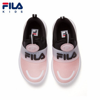 FILA KIDS 斐乐儿童小童2021年春季新款时尚童鞋休闲运动鞋 黑色/清新粉-NP 27码/内长16.5cm