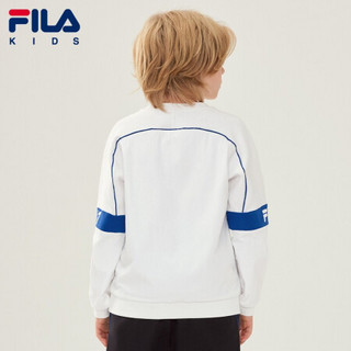 FILA 斐乐童装男童卫衣2020冬季新款中大童长袖拼接休闲套头上衣 标准白-WT 140