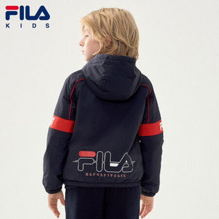 FILA 斐乐童装儿童加绒梭织外套2020冬季新款男童时尚保暖厚上衣 传奇蓝-NV 150