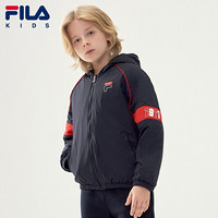 FILA 斐乐童装儿童加绒梭织外套2020冬季新款男童时尚保暖厚上衣 传奇蓝-NV 140