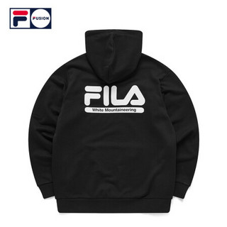 FILA FUSION x WM白山联名斐乐连帽卫衣男2021春季新款休闲套头衫 深黑-BK 180/100A/XL