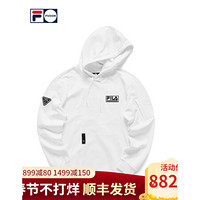 FILA FUSION x WM白山联名斐乐连帽卫衣男2021春季新款休闲套头衫 标准白-WT 165/88A/S