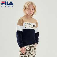 FILA KIDS 斐乐儿童男童卫衣 2021年春季新款撞色休闲时尚卫衣 传奇蓝-NV 150