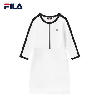 FILA 斐乐官方连衣裙女基础版型 2021春季新款休闲时尚运动女裙 标准白-WT 155/76A/XS